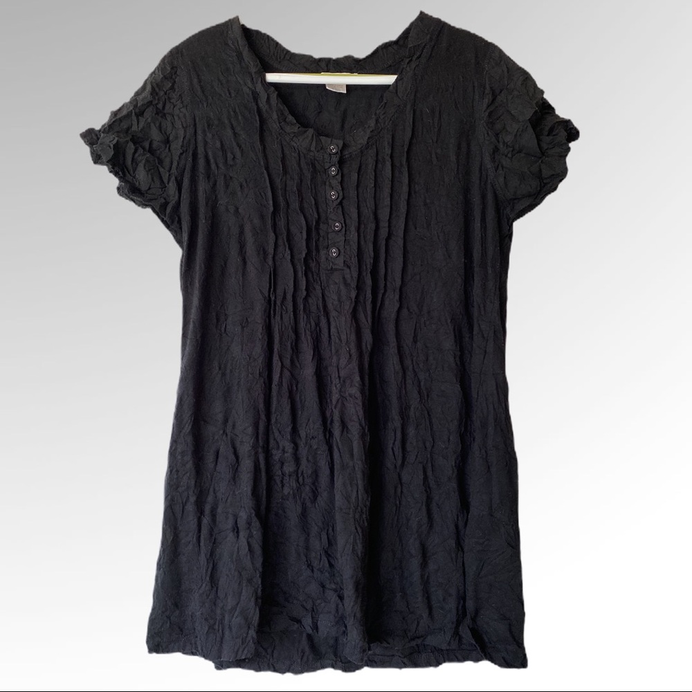 Alison Sheri XL Flared Short Sleeve Wrikled Top